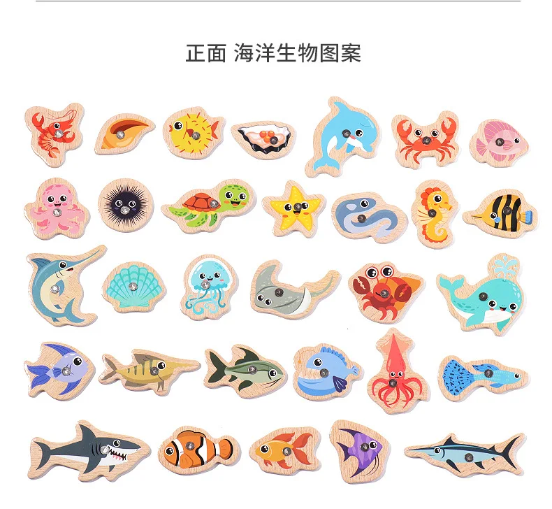 Montessori Wooden Fishing Toys For Children Cartoon Marine Life Cognition Fish Games Parent-Child Interactive Educational Toy Montessori Wooden Fishing Toys For Children Cartoon Marine Life Cognition Fish Games Parent-Child Interactive Educational Toy
