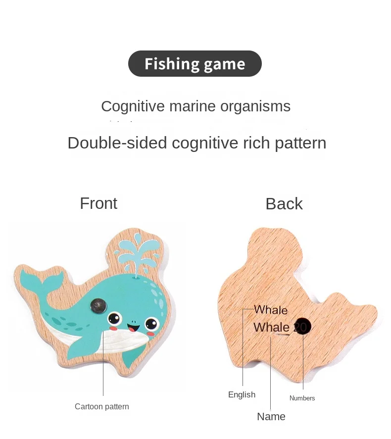 Montessori Wooden Fishing Toys For Children Cartoon Marine Life Cognition Fish Games Parent-Child Interactive Educational Toy Montessori Wooden Fishing Toys For Children Cartoon Marine Life Cognition Fish Games Parent-Child Interactive Educational Toy