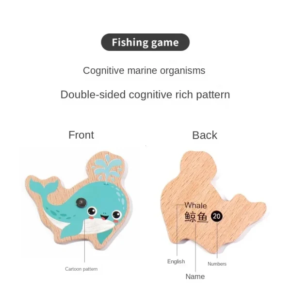 Montessori Wooden Fishing Toys For Children Cartoon Marine Life Cognition Fish Games Parent-Child Interactive Educational Toy - Image 5