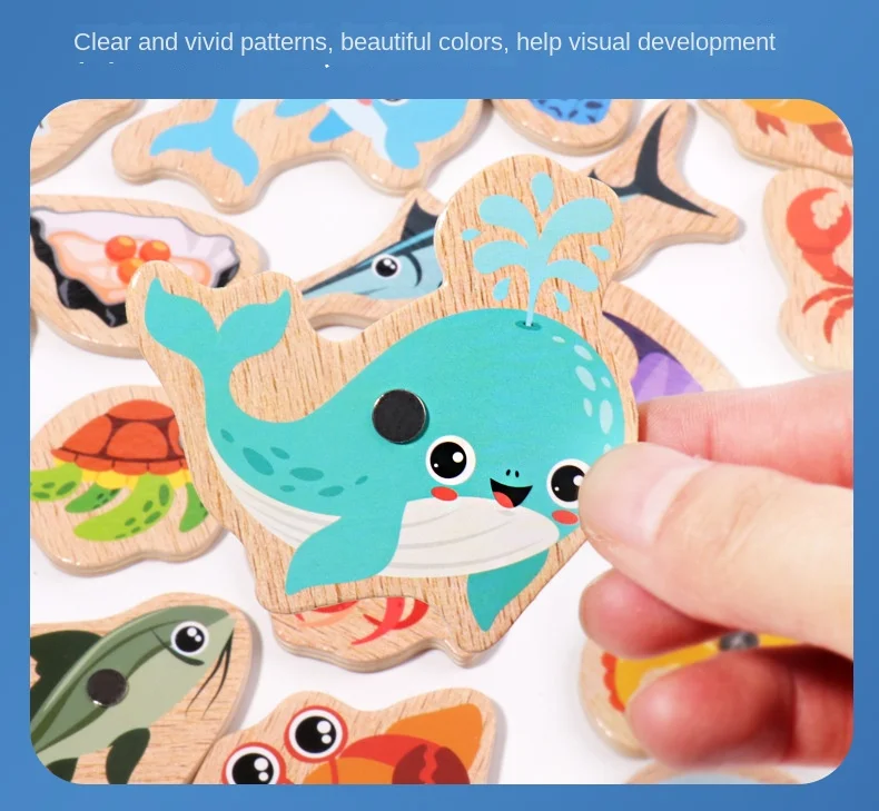 Montessori Wooden Fishing Toys For Children Cartoon Marine Life Cognition Fish Games Parent-Child Interactive Educational Toy Montessori Wooden Fishing Toys For Children Cartoon Marine Life Cognition Fish Games Parent-Child Interactive Educational Toy