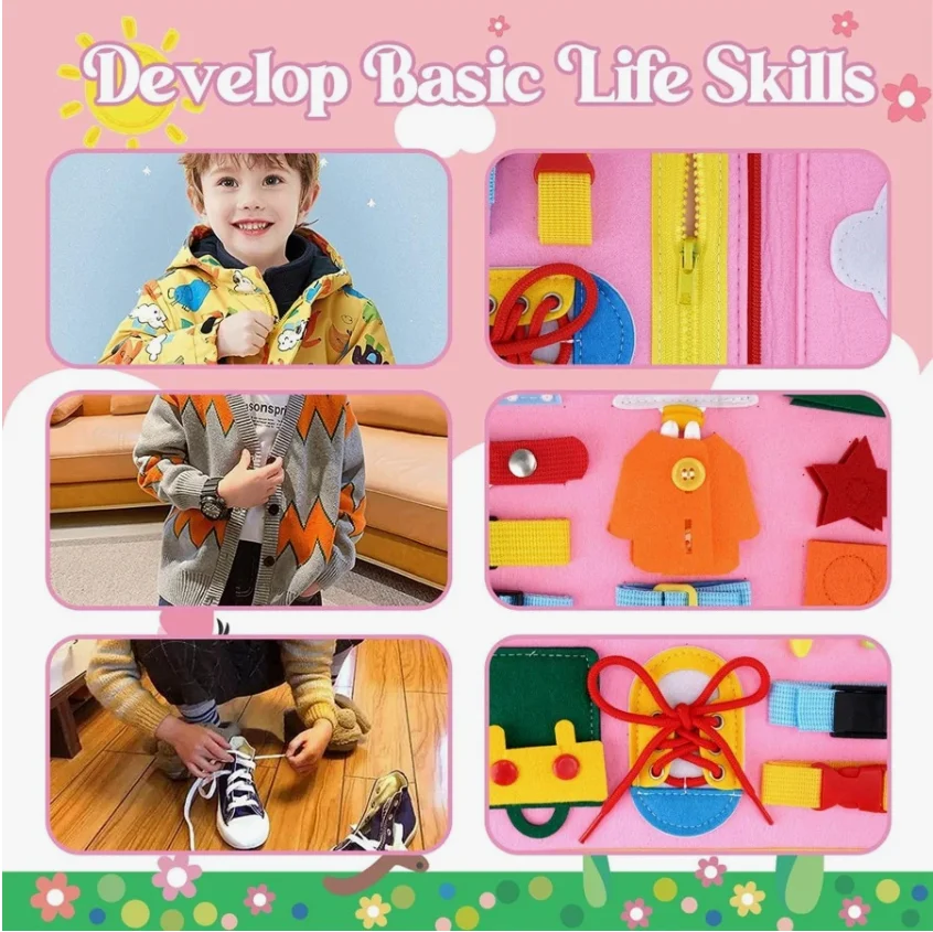 Montessori Toddler Busy Board,Autism Sensory Toys，Educational Activity Motor Skills Baby, Life Skills Learning Toys for Kids