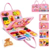 Montessori busy board toy for toddlers with sensory activities to develop motor skills and life skills.”