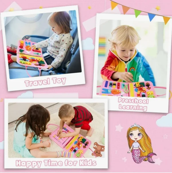 Montessori Toddler Busy Board,Autism Sensory Toys, Educational Activity Motor Skills Baby, Life Skills Learning Toys for Kids - Image 6