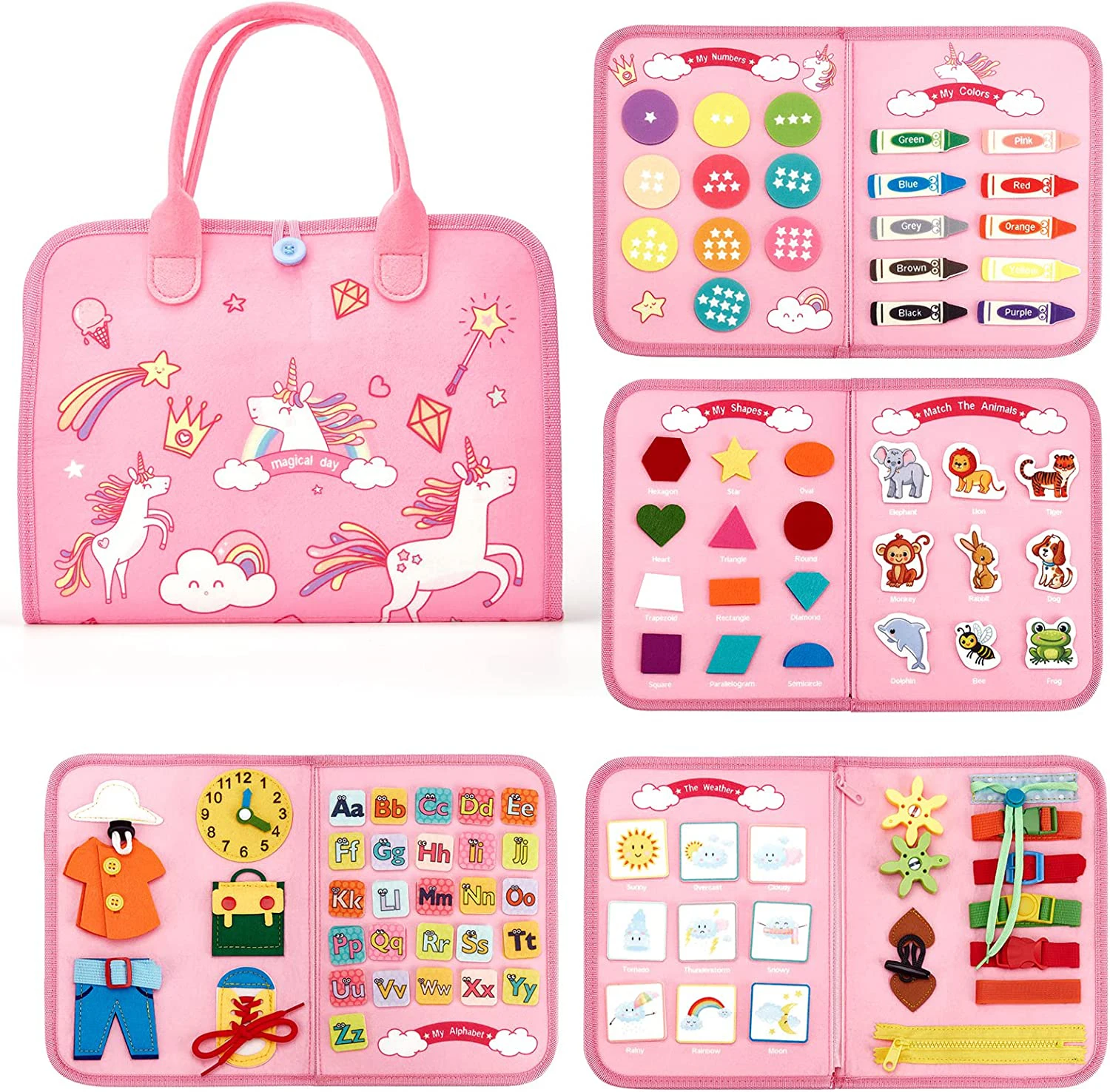 Montessori Toddler Busy Board,Autism Sensory Toys，Educational Activity Motor Skills Baby, Life Skills Learning Toys for Kids