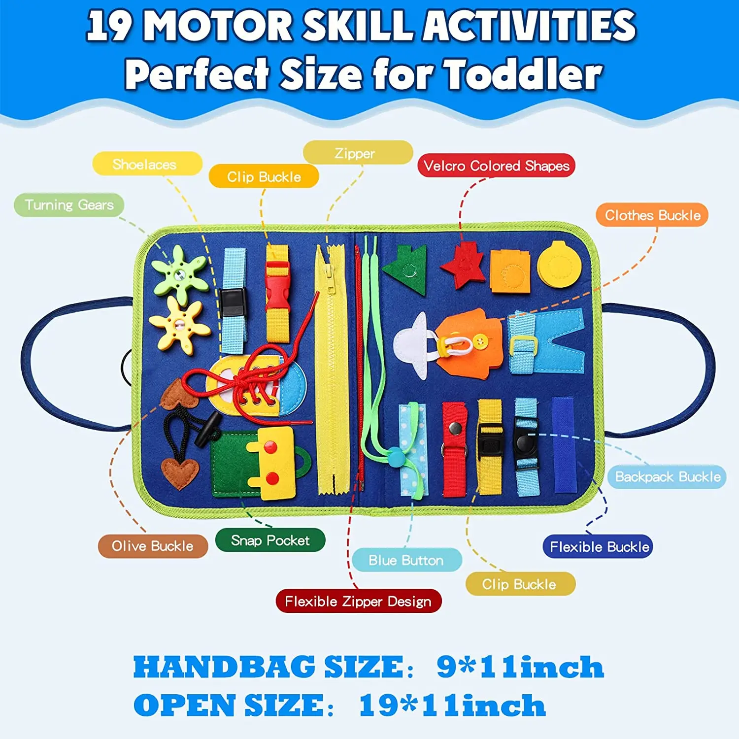 Montessori Toddler Busy Board,Autism Sensory Toys，Educational Activity Motor Skills Baby, Life Skills Learning Toys for Kids