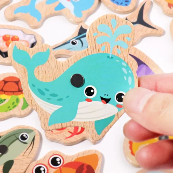 Montessori Wooden Fishing Toys For Children Magnetic Marine Life Cognition Fish Games Parent-Child Interactive Educational Toy - Image 4