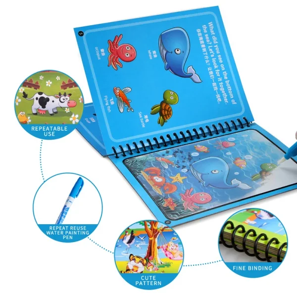 Magical Book Water Drawing Montessori Toys Reusable Coloring Book Magic Water Drawing Book Sensory Early Education for Children - Image 3