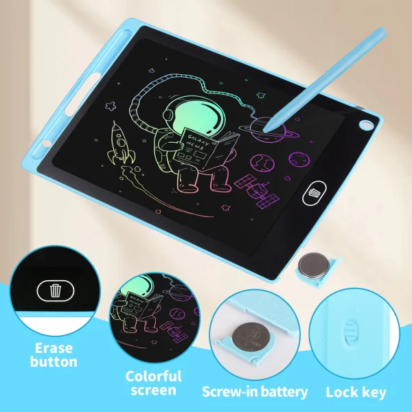 12" LCD Writing Tablet for Kids - Reusable Drawing Board with Eye Protection, Lock Function, Instant Erase - Gift for Boys Girls - Image 2