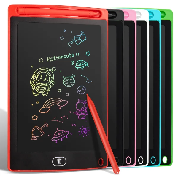 12-inch LCD writing tablet for kids with reusable screen, eye protection, lock function, and one-tap erase — ideal gift for boys and girls.