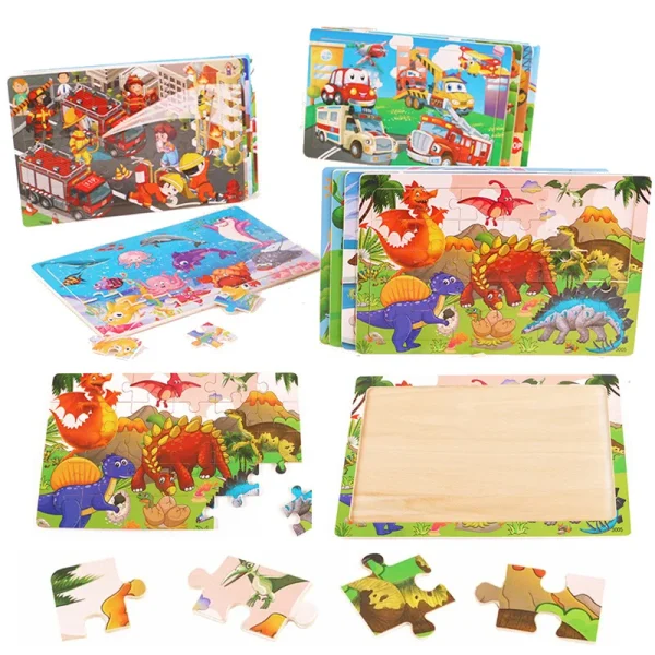 Economy 30piece Montessori 3D Puzzle Cartoon Animal Wooden Jigsaw Puzzle Board Game Educational Toys For Children Gifts - Image 2