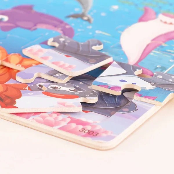 Economy 30piece Montessori 3D Puzzle Cartoon Animal Wooden Jigsaw Puzzle Board Game Educational Toys For Children Gifts - Image 5