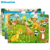 30-piece wooden jigsaw puzzle with cartoon animals and vehicles designed for children's early learning and fun.”