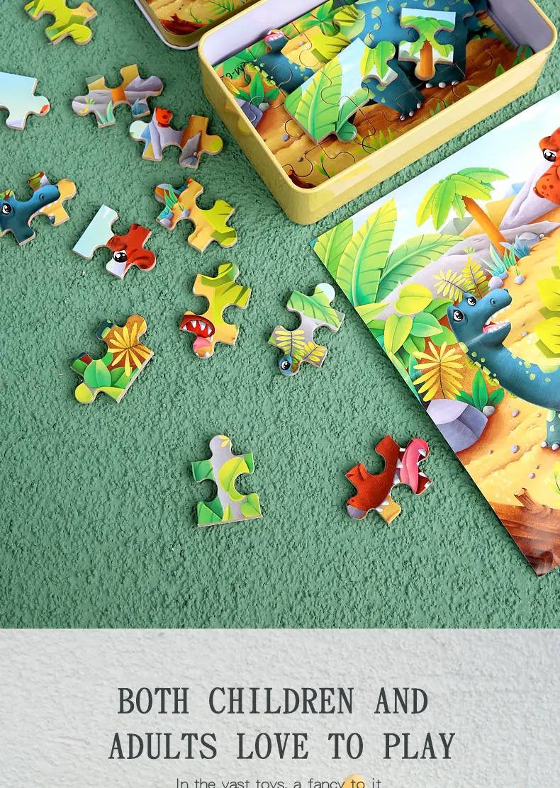 New Children 60 Pieces Wooden Puzzle Kids Cartoon Animal Vehicle Wood Toy Jigsaw Baby Early Educational For Christmas Gift Toys