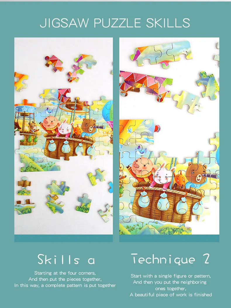New Children 60 Pieces Wooden Puzzle Kids Cartoon Animal Vehicle Wood Toy Jigsaw Baby Early Educational For Christmas Gift Toys