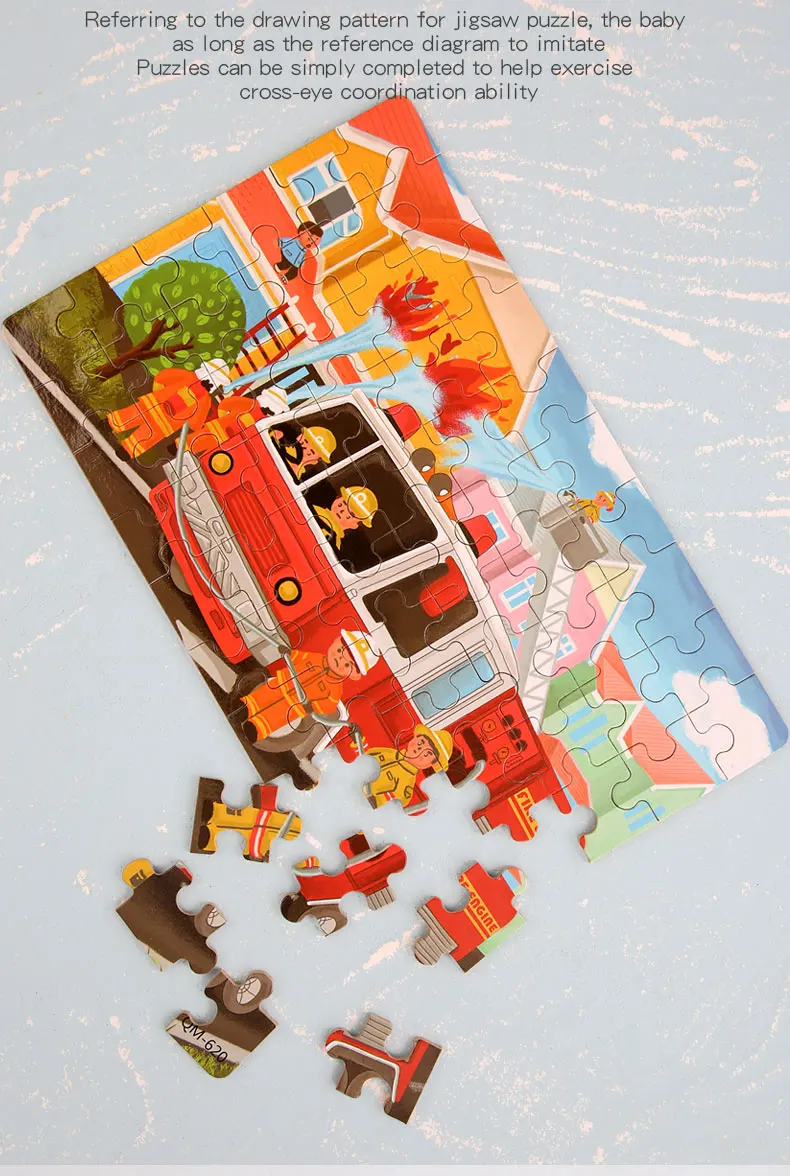 New Children 60 Pieces Wooden Puzzle Kids Cartoon Animal Vehicle Wood Toy Jigsaw Baby Early Educational For Christmas Gift Toys