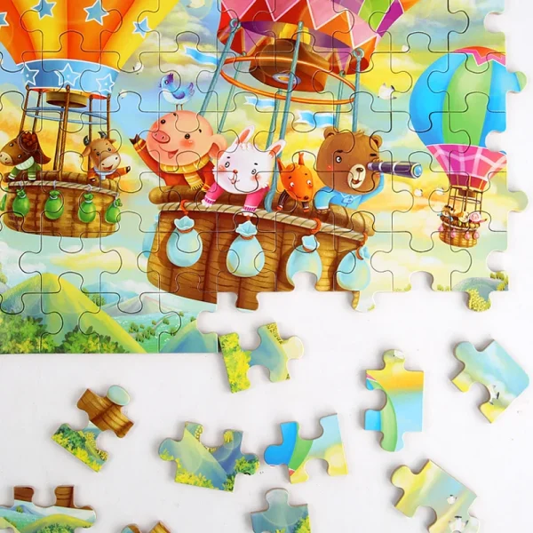 New Children 60 Pieces Wooden Puzzle Kids Cartoon Animal Vehicle Wood Toy Jigsaw Baby Early Educational For Christmas Gift Toys - Image 4