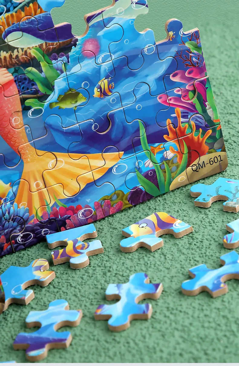 New Children 60 Pieces Wooden Puzzle Kids Cartoon Animal Vehicle Wood Toy Jigsaw Baby Early Educational For Christmas Gift Toys