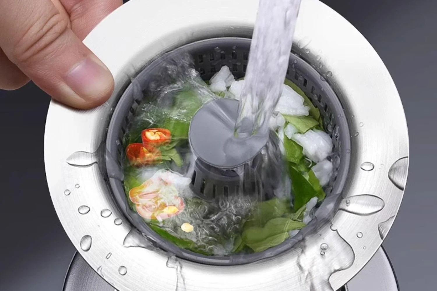ZEXEF 3 in 1 Pop Up Sink Filter ABS Kitchen Sink Strainer Drain Basket Stopping Blockage Bouncing Core Leak-proof Plug Cover
