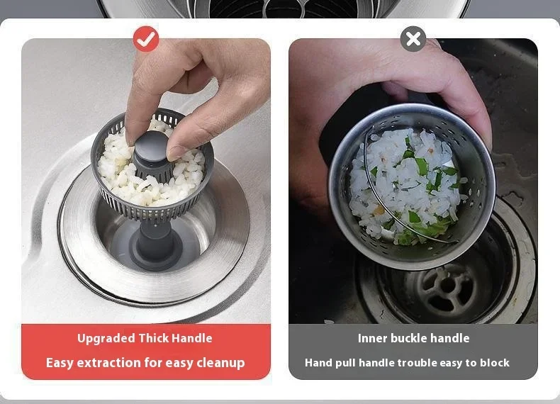 ZEXEF 3 in 1 Pop Up Sink Filter ABS Kitchen Sink Strainer Drain Basket Stopping Blockage Bouncing Core Leak-proof Plug Cover