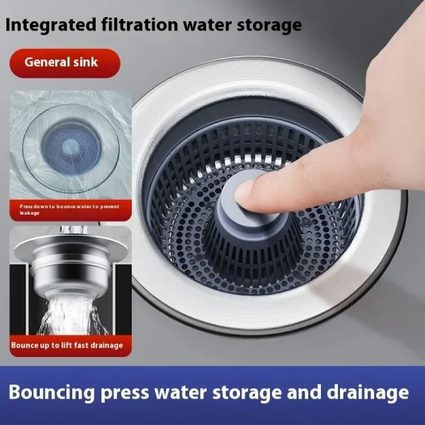 ZEXEF 3-in-1 Pop Up Sink Filter ABS Kitchen Sink Strainer Drain Basket Stopping Blockage Bouncing Core Leak-Proof Plug Cover - Image 6
