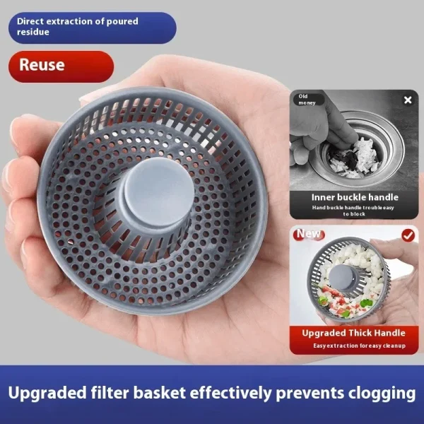 ZEXEF 3-in-1 Pop Up Sink Filter ABS Kitchen Sink Strainer Drain Basket Stopping Blockage Bouncing Core Leak-Proof Plug Cover - Image 3