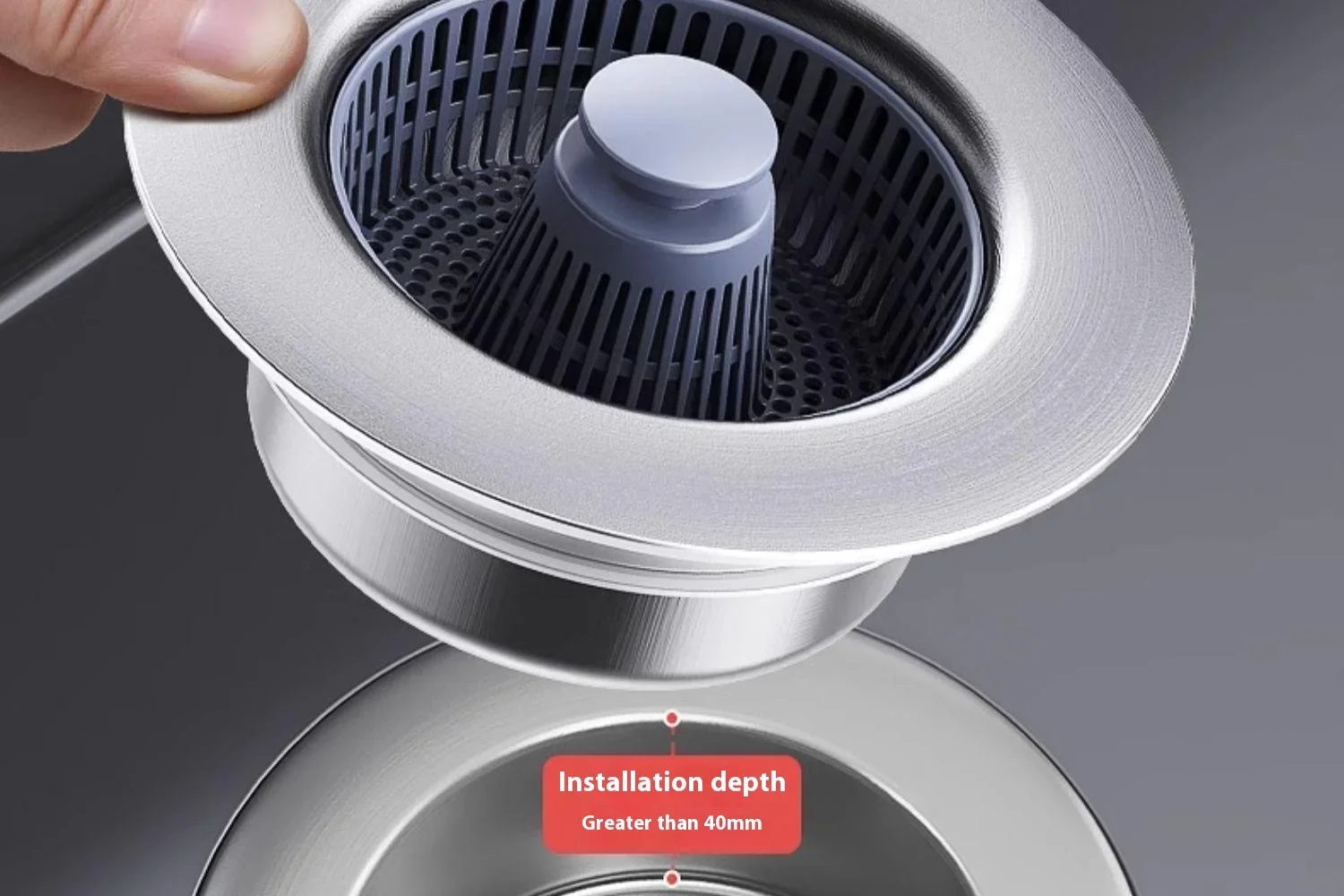 ZEXEF 3 in 1 Pop Up Sink Filter ABS Kitchen Sink Strainer Drain Basket Stopping Blockage Bouncing Core Leak-proof Plug Cover