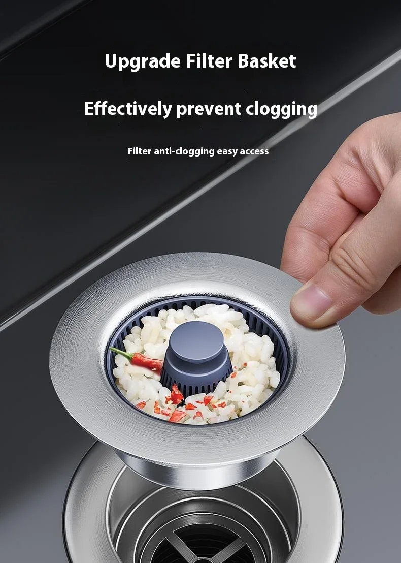 ZEXEF 3 in 1 Pop Up Sink Filter ABS Kitchen Sink Strainer Drain Basket Stopping Blockage Bouncing Core Leak-proof Plug Cover