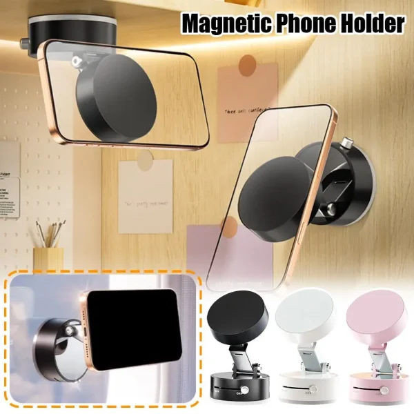 Double-Sided Suction Phone Holder, Magnetic Phone Holder Lazy Multi-functional Foldable Storage Holder—Vacuum-Suction Phone Holder - Image 2