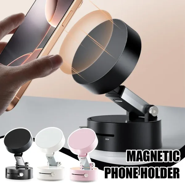 Double-Sided Suction Phone Holder with foldable magnetic design for hands-free use