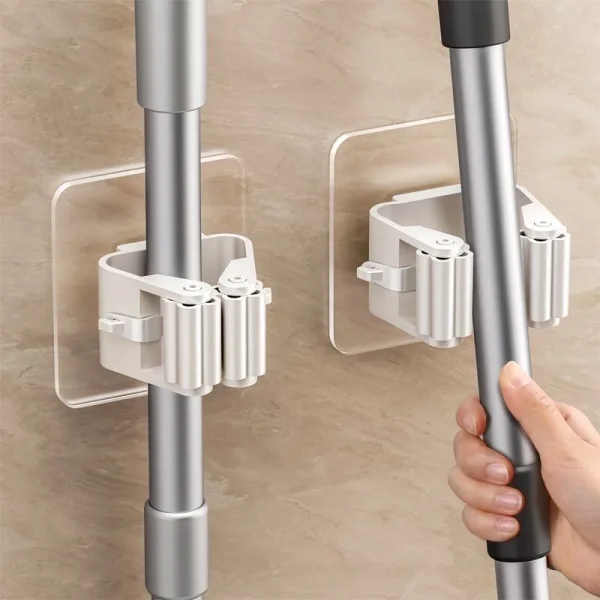 Adhesive Wall Hooks for Mop and Broom Storage