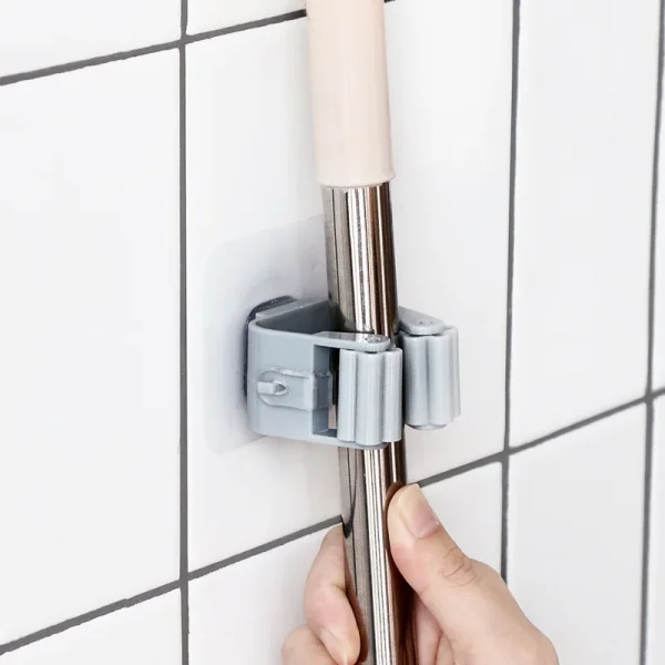 Multi-Purpose Hooks Adhesive Wall Hanging Mop Rack, Broom Hanger Hook—Kitchen Bathroom Organization Home Organizer Accessories - Image 2