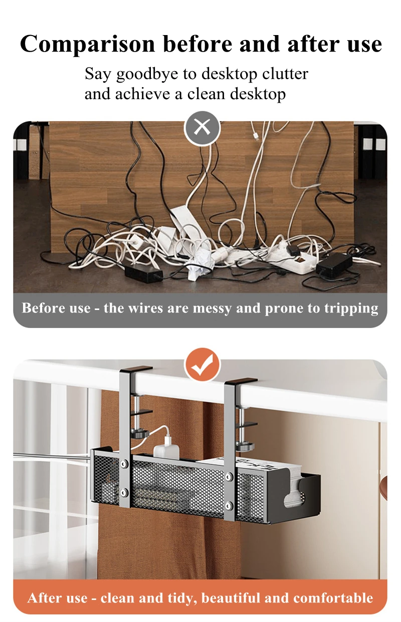 No Drilling Extendable Under Desk Cable Management Metal Cable Tray Under Desk With Clamp Retractable Power Strip Cord Holder No Drilling Extendable Under Desk Cable Management Metal Cable Tray Under Desk With Clamp Retractable Power Strip Cord Holder