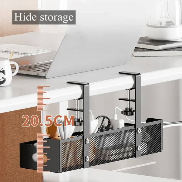 No Drilling Extendable Under Desk Cable Management Metal Cable Tray Under Desk With Clamp Retractable Power Strip Cord Holder - Image 3