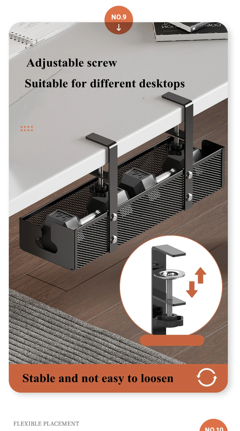 No Drilling Extendable Under Desk Cable Management Metal Cable Tray Under Desk With Clamp Retractable Power Strip Cord Holder No Drilling Extendable Under Desk Cable Management Metal Cable Tray Under Desk With Clamp Retractable Power Strip Cord Holder
