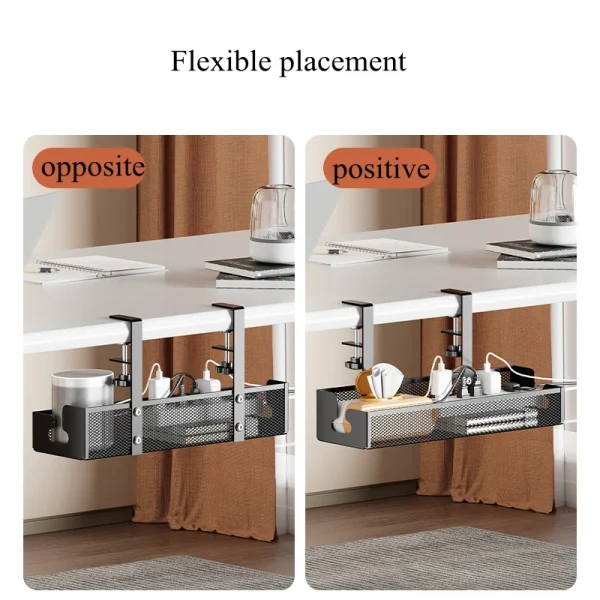 No Drilling Extendable Under Desk Cable Management Metal Cable Tray Under Desk With Clamp Retractable Power Strip Cord Holder - Image 5