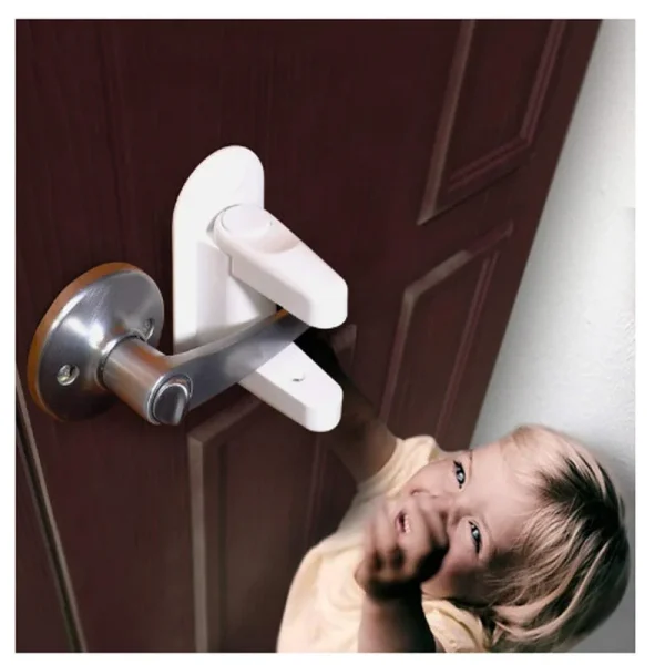 Universal Door Lever Lock - Child Safety Door Lock, Rotation Proof Professional, Adhesive Door Latch Security Multi-functional - Image 2