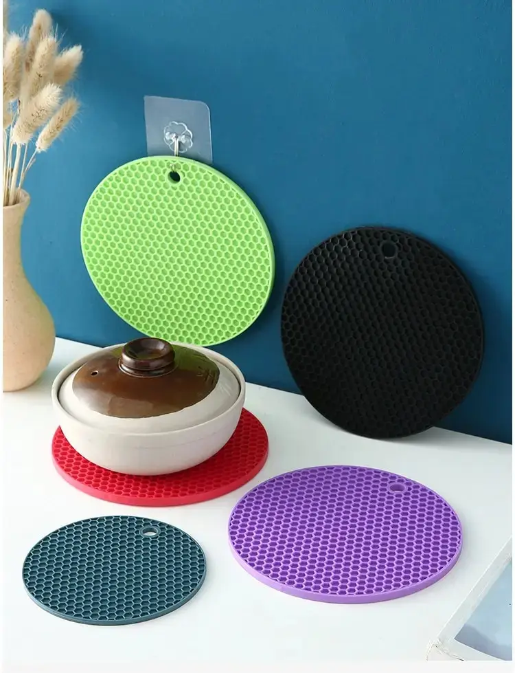 Round Heat Resistant Silicone Mat Drink Cup Coasters Insulation Non Slip Pot Holder Thicken Table Placemat Kitchen Accessories