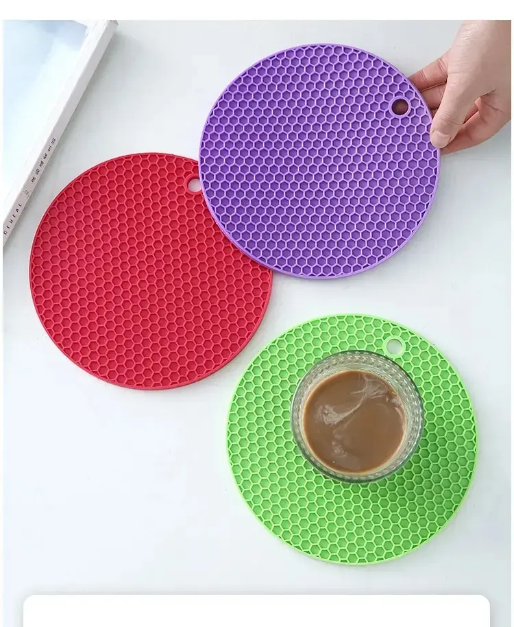 Round Heat Resistant Silicone Mat Drink Cup Coasters Insulation Non Slip Pot Holder Thicken Table Placemat Kitchen Accessories