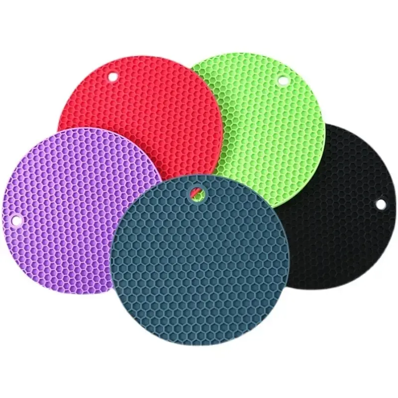 Round Heat Resistant Silicone Mat Drink Cup Coasters Insulation Non Slip Pot Holder Thicken Table Placemat Kitchen Accessories