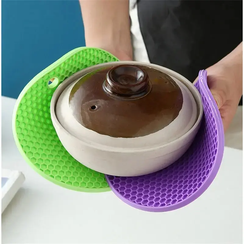 Round Heat Resistant Silicone Mat Drink Cup Coasters Insulation Non Slip Pot Holder Thicken Table Placemat Kitchen Accessories