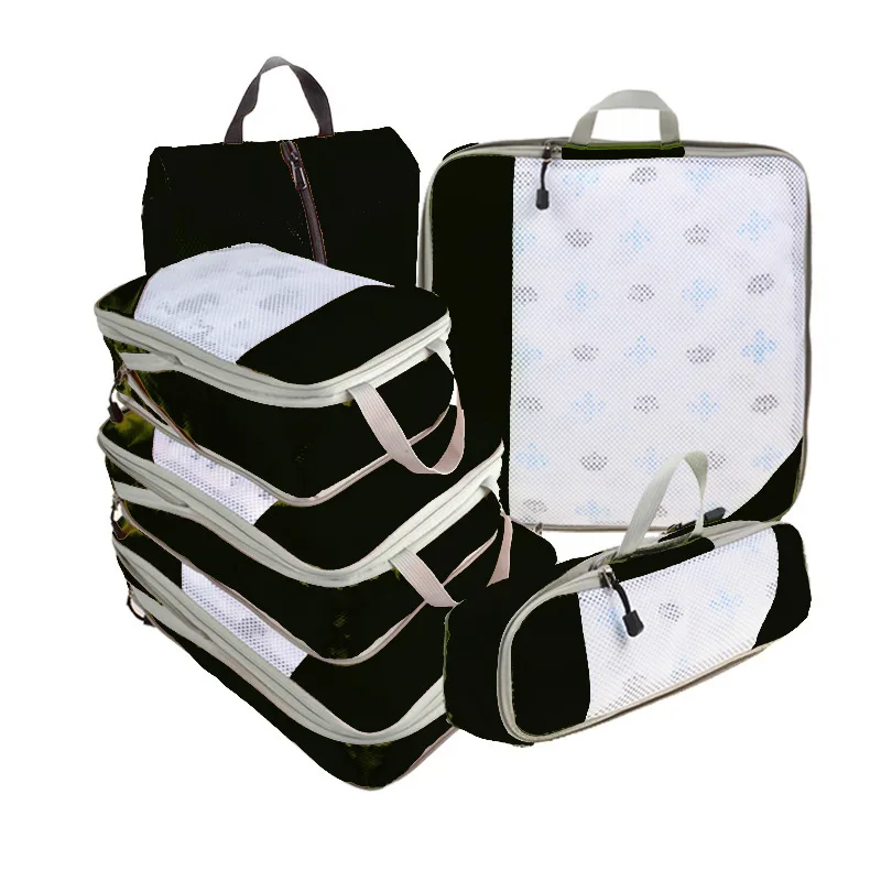 6PCS Travel Compressed Packing Cubes Storage Organizer Set With Shoe Bag Mesh Visual Luggage Portable Lightweight Suitcase Bag 6PCS Travel Compressed Packing Cubes Storage Organizer Set With Shoe Bag Mesh Visual Luggage Portable Lightweight Suitcase Bag