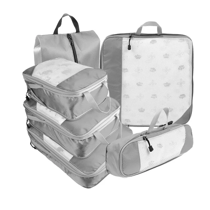 6PCS Travel Compressed Packing Cubes Storage Organizer Set With Shoe Bag Mesh Visual Luggage Portable Lightweight Suitcase Bag 6PCS Travel Compressed Packing Cubes Storage Organizer Set With Shoe Bag Mesh Visual Luggage Portable Lightweight Suitcase Bag