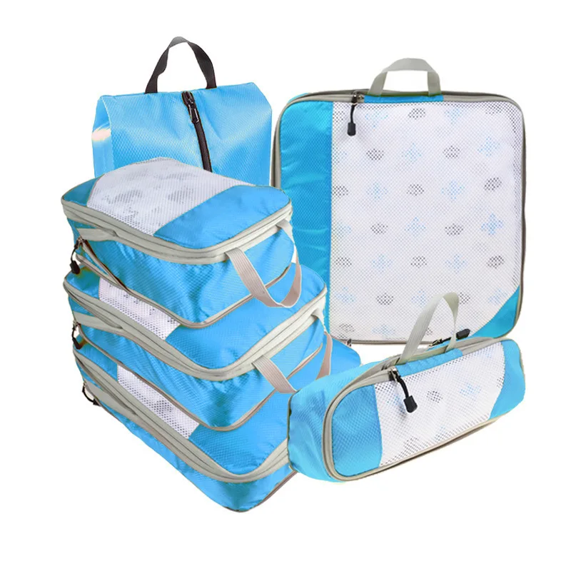6PCS Travel Compressed Packing Cubes Storage Organizer Set With Shoe Bag Mesh Visual Luggage Portable Lightweight Suitcase Bag 6PCS Travel Compressed Packing Cubes Storage Organizer Set With Shoe Bag Mesh Visual Luggage Portable Lightweight Suitcase Bag