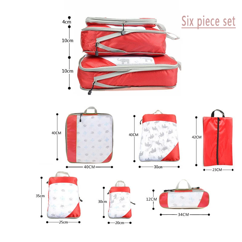 6PCS Travel Compressed Packing Cubes Storage Organizer Set With Shoe Bag Mesh Visual Luggage Portable Lightweight Suitcase Bag 6PCS Travel Compressed Packing Cubes Storage Organizer Set With Shoe Bag Mesh Visual Luggage Portable Lightweight Suitcase Bag