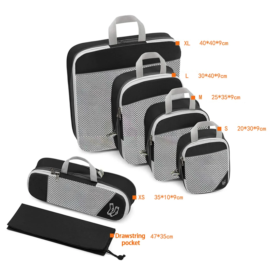 6PCS Travel Compressed Packing Cubes Storage Organizer Set With Shoe Bag Mesh Visual Luggage Portable Lightweight Suitcase Bag 6PCS Travel Compressed Packing Cubes Storage Organizer Set With Shoe Bag Mesh Visual Luggage Portable Lightweight Suitcase Bag