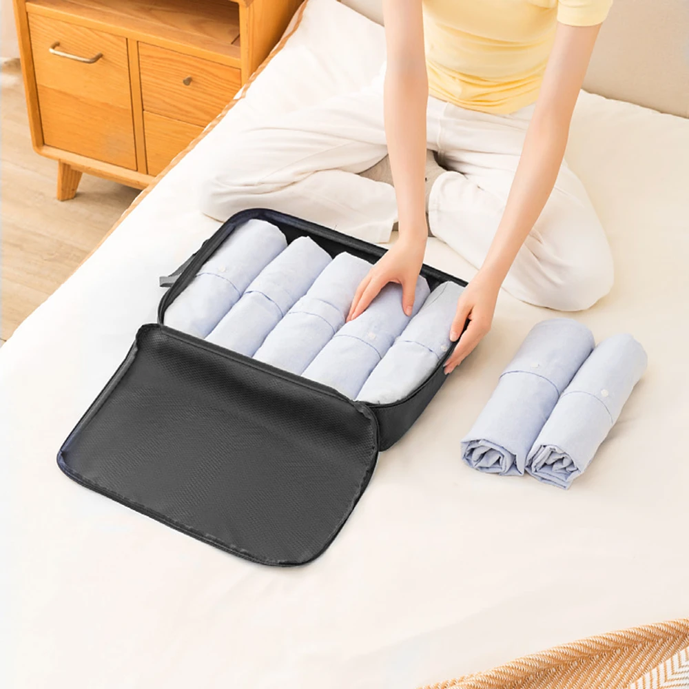 3Pcs/Set Travel Compressible Packing Multifunction Travel Storage Bag Waterproof Suitcase Nylon Portable Luggage Organizer Pink