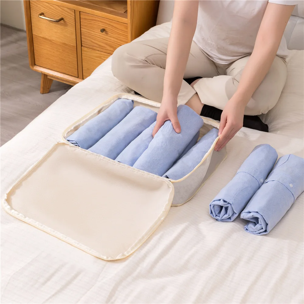 3Pcs/Set Travel Compressible Packing Multifunction Travel Storage Bag Waterproof Suitcase Nylon Portable Luggage Organizer Pink