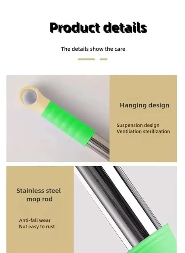 Dehydrated Mop 2in1 Handheld Long Microfiber Floor Mop Handle Cleaning Agent Wet and Dry Mop for Kitchen Hardwood Restaurants