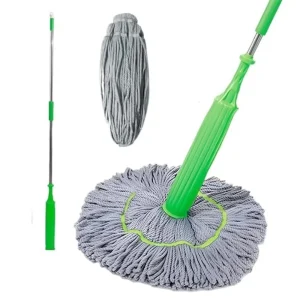 Dehydrated Mop with Long Handle – 2-in-1 Wet and Dry Microfiber Floor Cleaner.