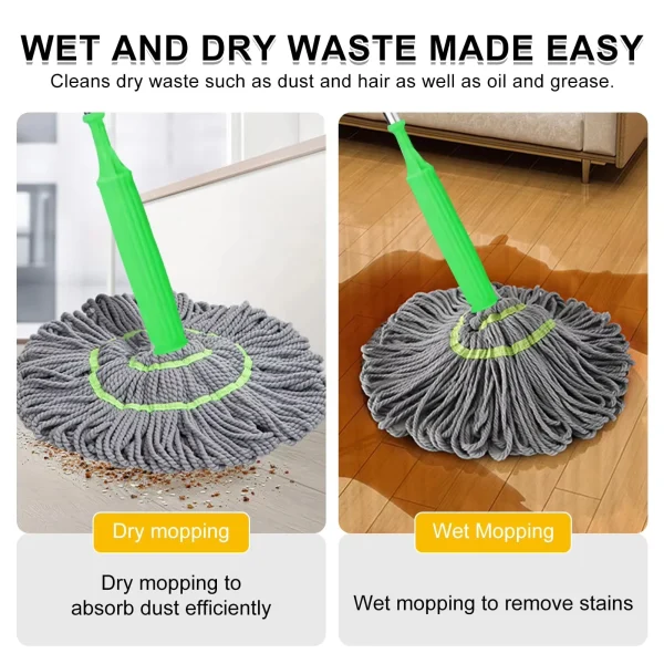 Dehydrated Mop, 2in1 Handheld Long Microfiber Floor Cleaner — Dry Mop for Kitchen Hardwood Restaurants - Image 3